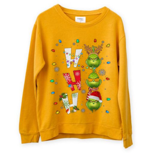 Ho Ho Ho Merry The Grinch Christmas Yellow Sweatshirts