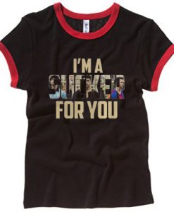 Jonas Brothers i’m a sucker for you Black Red Ringer WomanTees