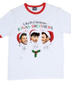 Like It's Christmas Jonas Brothers White Red Ringer Tshirts