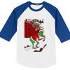 The Grinch Christmast On Snow White Blue Sleeves Raglan Tees