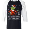 The Grinch Stole My Pancreas Black White Sleeves Raglan Tshirts