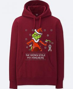 The Grinch Stole My Pancreas Maroon Hoodie