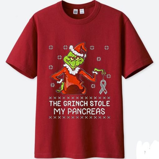 The Grinch Stole My Pancreas Maroon Tshirts