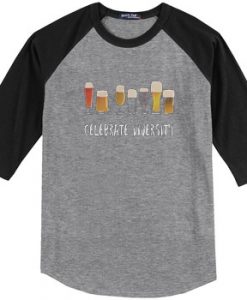 Celebrate Diversity Grey Black Raglan T shirts