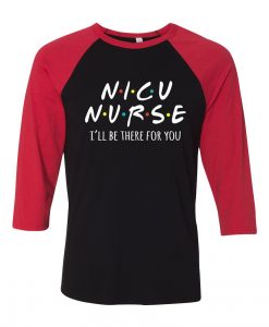 NICU Nurse Black Red Sleeves Raglan Tees