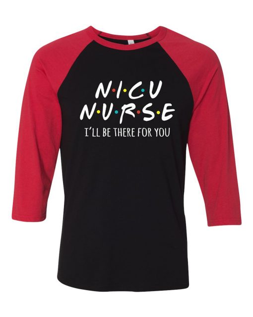 NICU Nurse Black Red Sleeves Raglan Tees