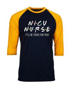 NICU Nurse Black Yellow Sleeves Raglan Tees