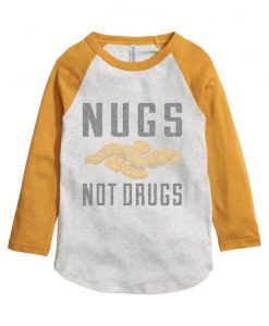 Nugs Not Drugs White Yellow Sleeves Raglan Tees