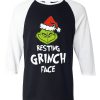 Resting Grinch Face Black White Sleeves Raglan Tshirts