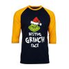 Resting Grinch Face Black Yellow Sleeves Raglan Tshirts