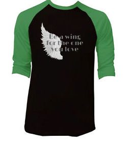 Be a Wing Black Green Raglan Tshirts