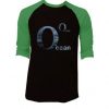 Ocean Black Green Sleeves Raglan T shirts