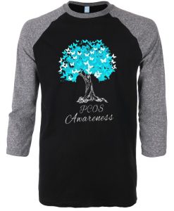 PCOS Awareness Black Grey Sleeves RaglanT-Shirt