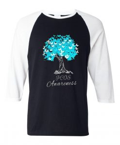 PCOS Awareness Black White Sleeves RaglanT-Shirt