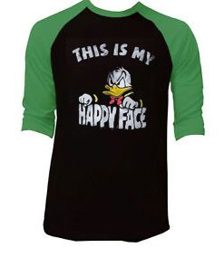 Donald Duck This Is My Happy Face Black Green Raglan Tshirts