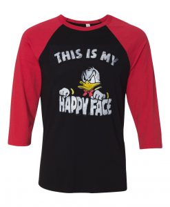 Donald Duck This Is My Happy Face Black Red Raglan Tshirts