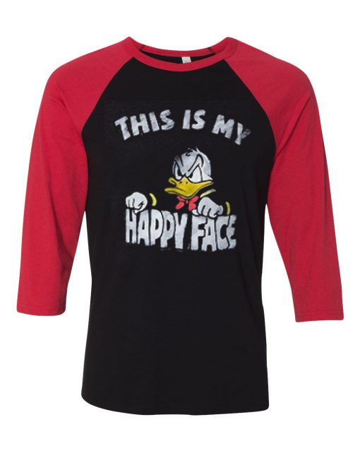 Donald Duck This Is My Happy Face Black Red Raglan Tshirts