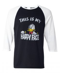 Donald Duck This Is My Happy Face Black White Raglan Tshirts