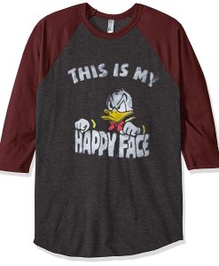 Donald Duck This Is My Happy Face Grey Brown Raglan Tshirts
