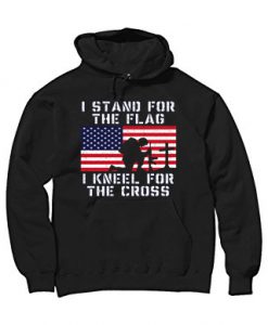 I Stand for the Flag I Kneel Patriotic Military Black Hoodie