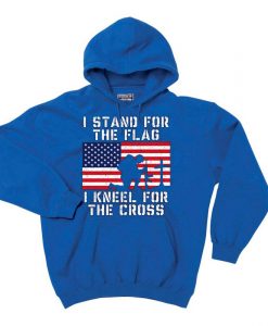 I Stand for the Flag I Kneel Patriotic Military Blue Hoodie