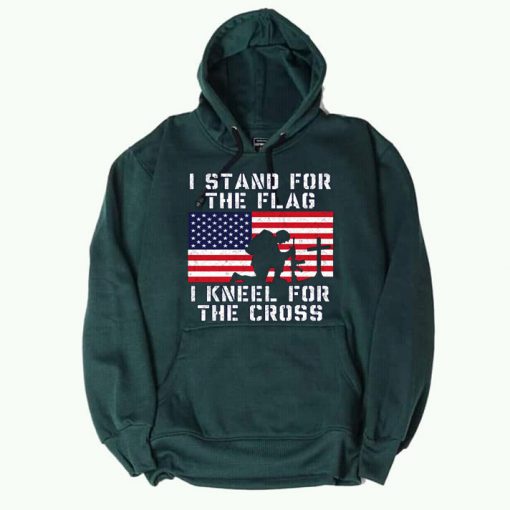 I Stand for the Flag I Kneel Patriotic Military Green Hoodie