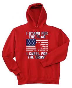 I Stand for the Flag I Kneel Patriotic Military Red Hoodie