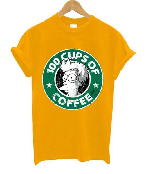 100 CUPS OF COFFEE Yellow T shirts