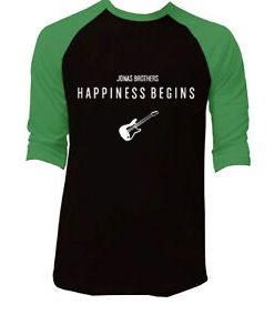 Jonas Brothers Happiness Begins by Guitars Black Green Raglan Tshirts