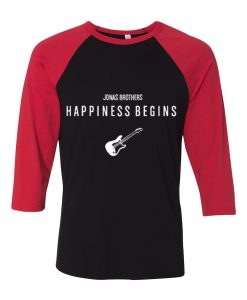 Jonas Brothers Happiness Begins by Guitars Black Red Raglan Tshirts