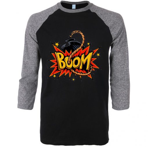 Boom Grey Black Raglan T shirts