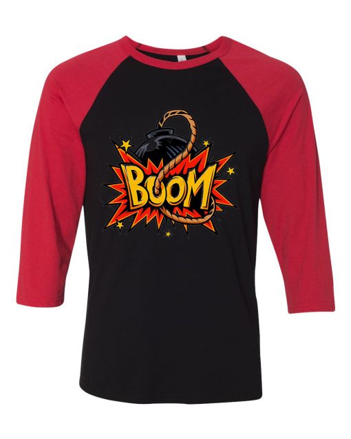 Boom Black Red Raglan T shirts