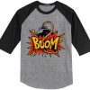 Boom Black Grey Raglan T shirts