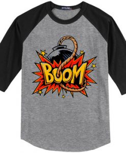 Boom Black Grey Raglan T shirts