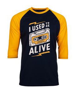 I Used to be Alive Black Yellow Raglan T shirts