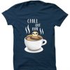 Chill Out Man Sloth Coffee Lover Blue Navy T shirts