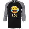 LOL Emticon Black Grey Raglan T shirts