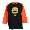 LOL Emticon Black Orange Raglan T shirts