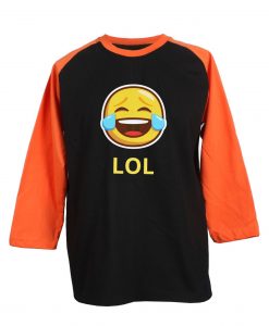 LOL Emticon Black Orange Raglan T shirts