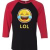 LOL Emticon Black Red Raglan T shirts