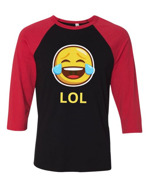 LOL Emticon Black Red Raglan T shirts