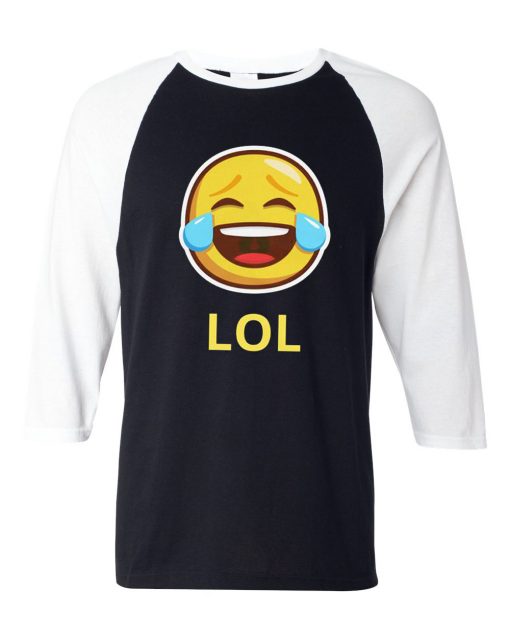 LOL Emticon Black White Raglan T shirts