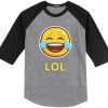 LOL Emticon Grey Black Raglan T shirts