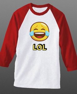 LOL Emticon Whie Red Raglan T shirts