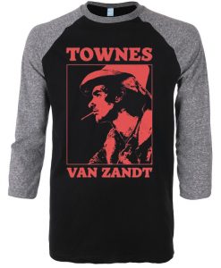 Townes Van Zandt Grey Black Raglan T shirts