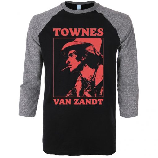 Townes Van Zandt Grey Black Raglan T shirts