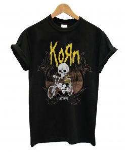 NEW KORN Kid Skeleton On Bike T Shirt