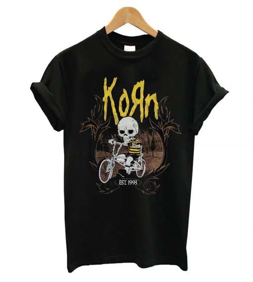 NEW KORN Kid Skeleton On Bike T Shirt