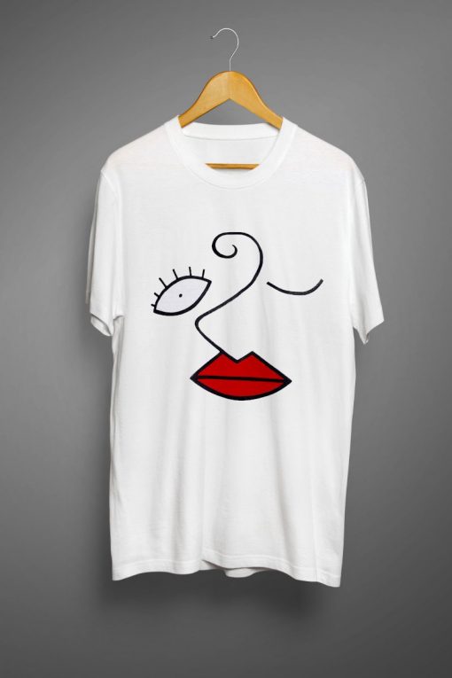 Red Lips Hand Painted T shirt