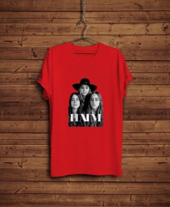 haim band black Red T Shirt